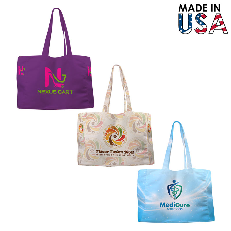 14x12x3 Full-Color Poly Canvas Tote with 3" Gusset